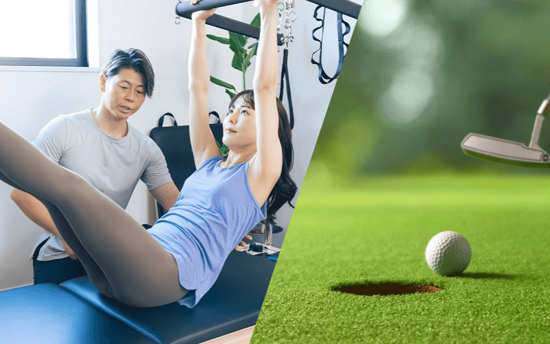 ピラティスでゴルフは上達する？飛距離アップ・体幹強化に効果的な理由とおすすめトレーニング10選のアイキャッチ画像